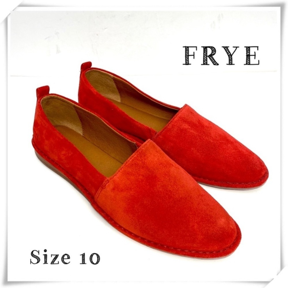 Frye Helena a Line Pre Love Suede Flats Loafer in Red Size 10